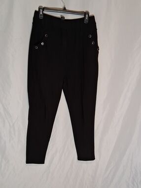 I Believe Plus Size 1X Black Comfort Stretch Tapered Ankle Pants